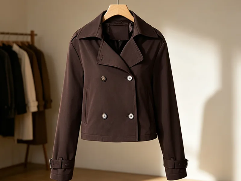Tygvalet och detaljerad design av trenchcoats för kvinnor.