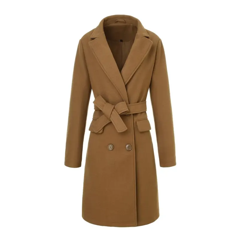Fransk vintage dubbelknäppt lång trenchcoat i ylle