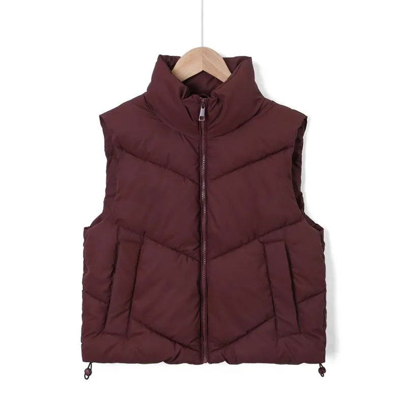 Stand Collar Drawstring Windproof Utility Padded Vest
